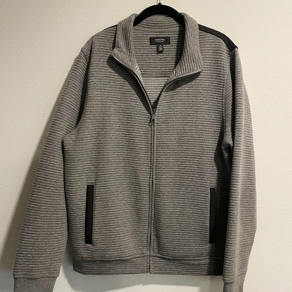 Nordstrom Grey Ribbed Sweater Jacket